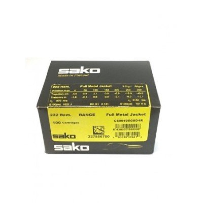 Cartucho 222 Rem 50gr FMJ (100u) Speedhead Sako 