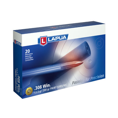 Cartucho 308 Win 200gr FMJBT subsonica Lapua (20 ud)