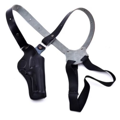 Cinturon cuero negro Cowboy + cartuchera S&W 686 6\" Roal