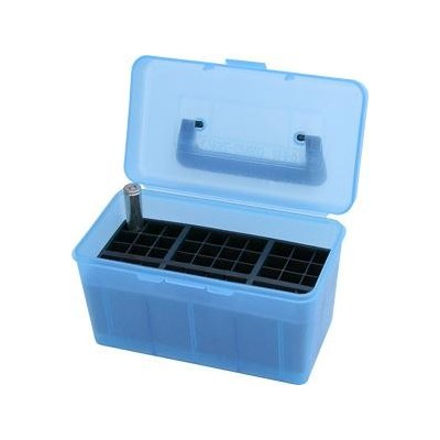 Caja portamunición azul con asa cal. 300 a 500 (50 cart.) MTM