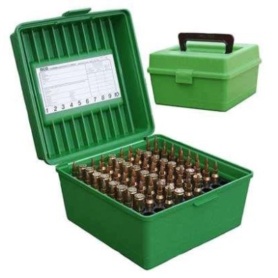 Caja portamunición verde con asa cal. Magnum (100 cart.) MTM