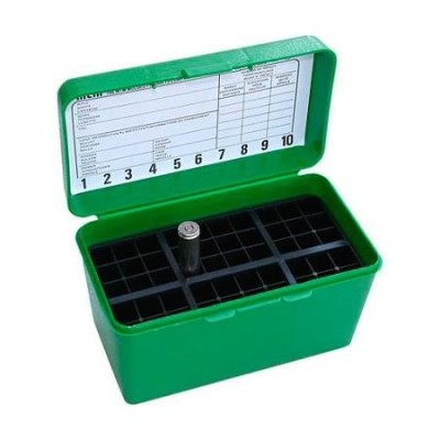 Caja portamunición verde con asa cal. 300 a 500 (50 cart.) MTM