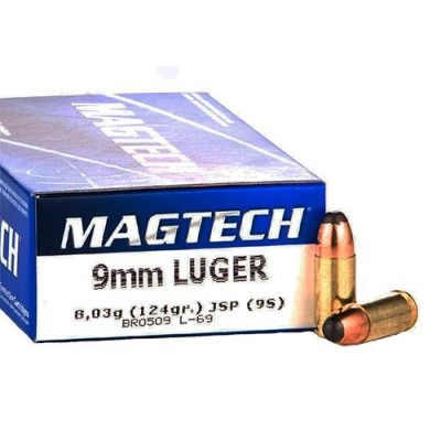 Cartucho 9mm 124gr JSP semiblindada Magtech