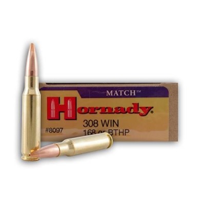 Cartucho 308 Win 168gr BTHP Custom Match Hornady