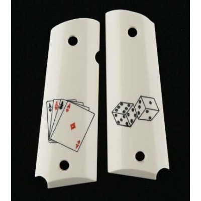 Cacha polímero  blanca dados pistola 1911 HOGUE