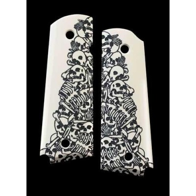 Cacha metacritalo blanca esqueletos pistola 1911 HOGUE