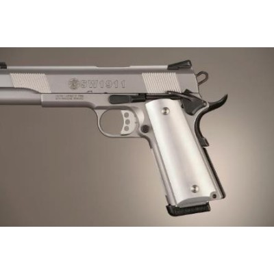 Cacha aluminio anodizado plata brillante pistola 1911 HOGUE