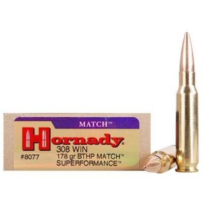 Cartucho 308 Win 178gr BTHP Hornady
