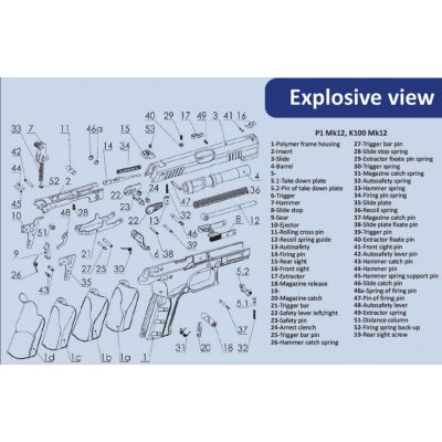 MK-12 GRAND POWER pistol slide disassembly part